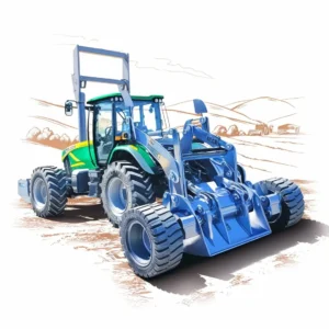 Tractor with plowing attachment on a field